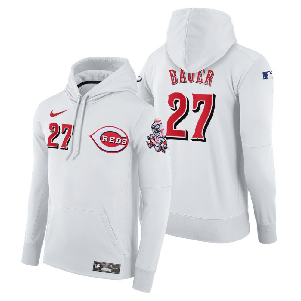 Men Cincinnati Reds #27 Bauer white home hoodie 2021 MLB Nike Jerseys->cincinnati reds->MLB Jersey